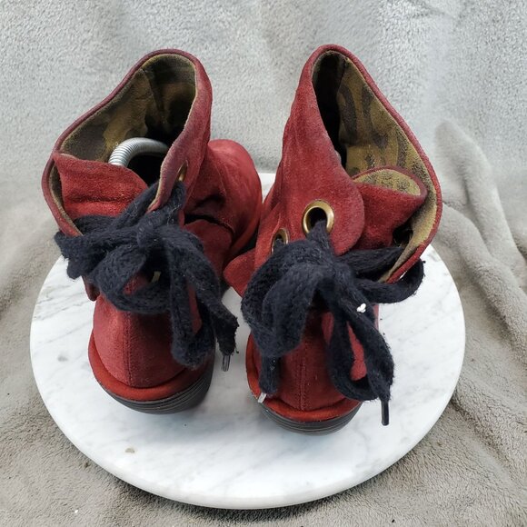 Fly London Shoes Womens Size EU 38 US 7.5-8 Red Suede Yama Wedge Ankle Boots - Picture 5 of 10